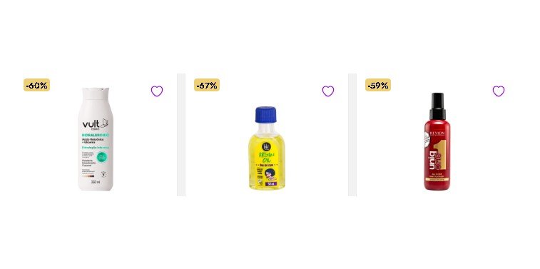 Produtos de skincare e cabelo exibidos na Beleza na Web