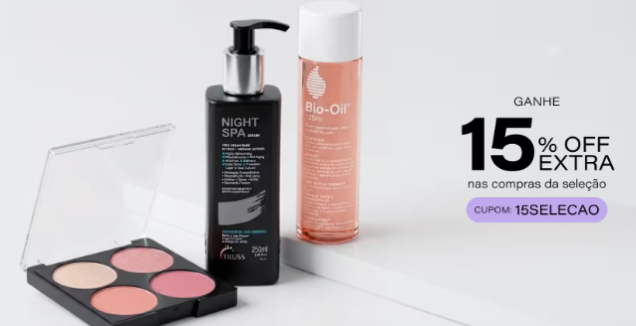 Print dos produtos em promoção com cupom Beleza na Web 15SELECAO