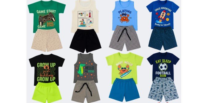 Kit de roupa infantil para meninos com 10 peças para uso diário