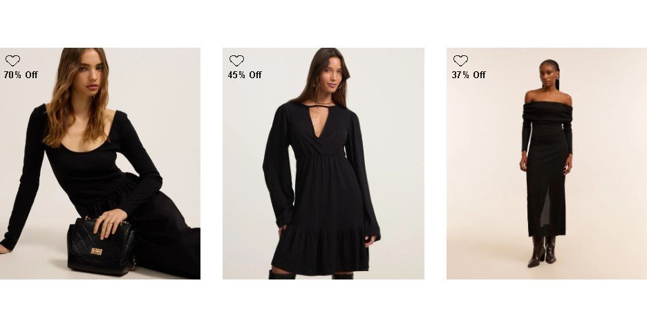 Produtos da Renner com descontos exibidos na loja online