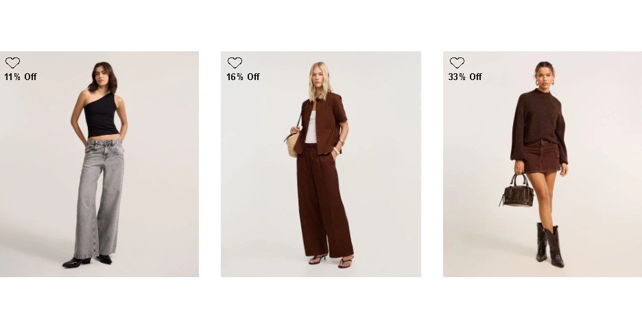 Produtos da Renner com desconto exibidos na loja online