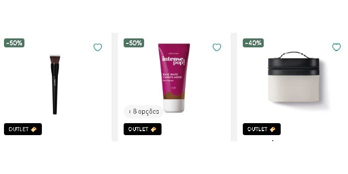 Produtos em oferta no outlet O Boticário