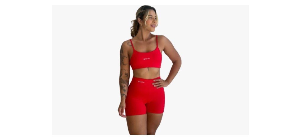 Conjunto fitness feminino barato com top e shorts cintura alta em promoção no Mercado Livre