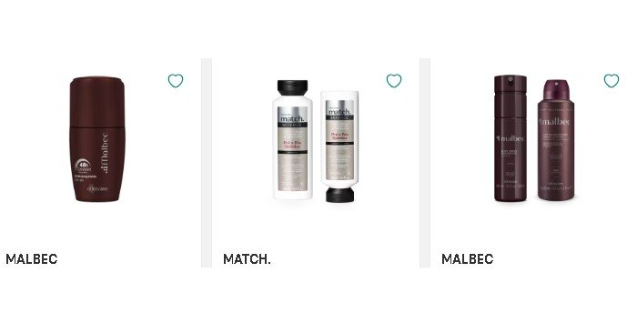 exemplo de produtos do O Boticário com cupom aplicado hoje