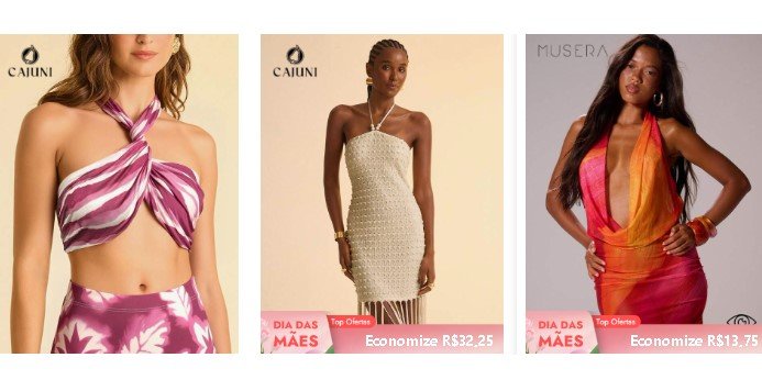 Produtos da Shein exibidos no site com opção de aplicar cupom shein hoje no carrinho