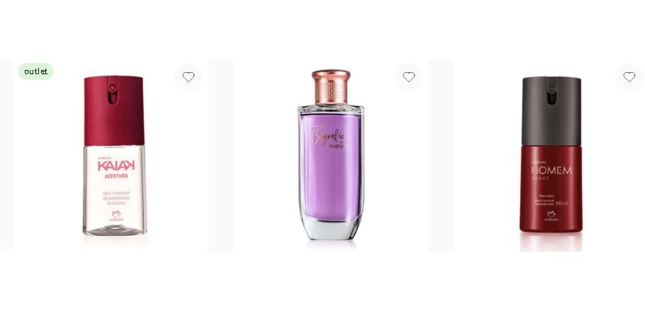 Exemplo de produtos com desconto Natura hoje no site