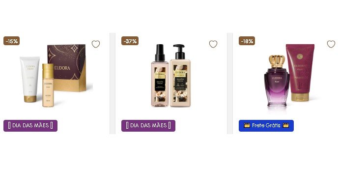 Ofertas de presente dia das mães Eudora com descontos em produtos