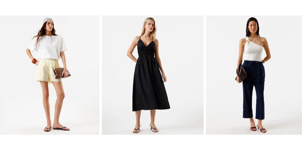exemplos de roupas em promoção na C&A com até 70% de desconto