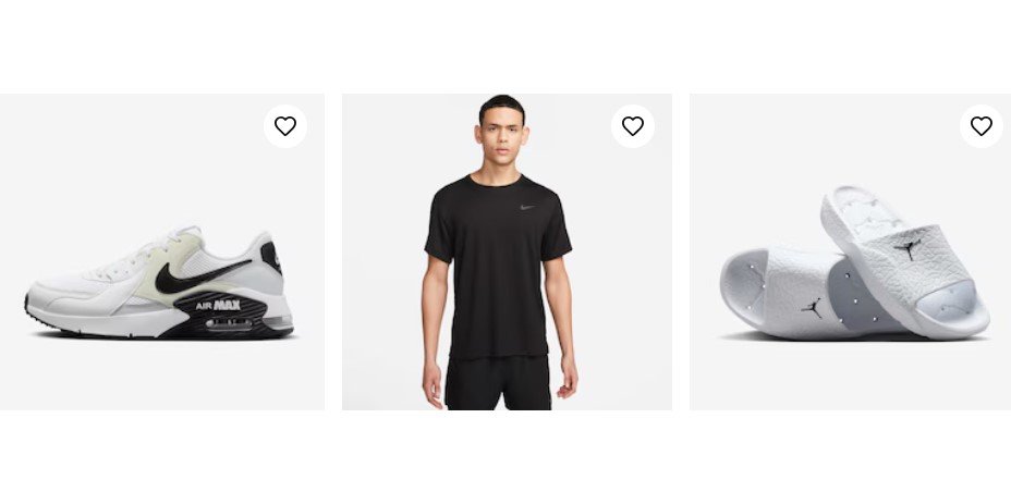 print de produtos Nike no site em promoção nike hoje