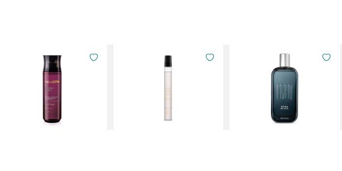 produtos do O Boticário exibidos na loja online