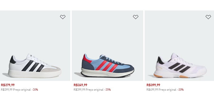 Ofertas com até 55 off em produtos Adidas com cashback