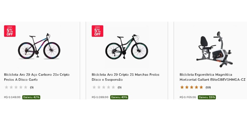 artigos esportivos com desconto disponíveis na Casas Bahia