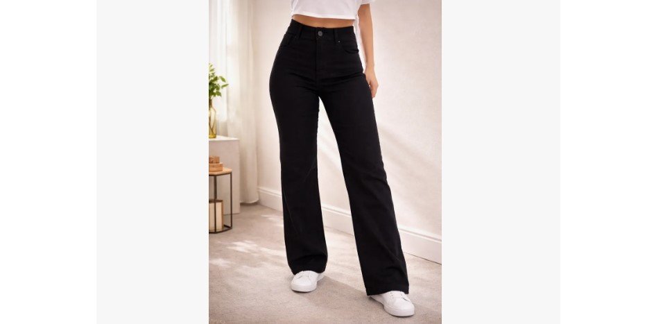 Calça wide leg feminina cintura alta em promoção no Mercado Livre