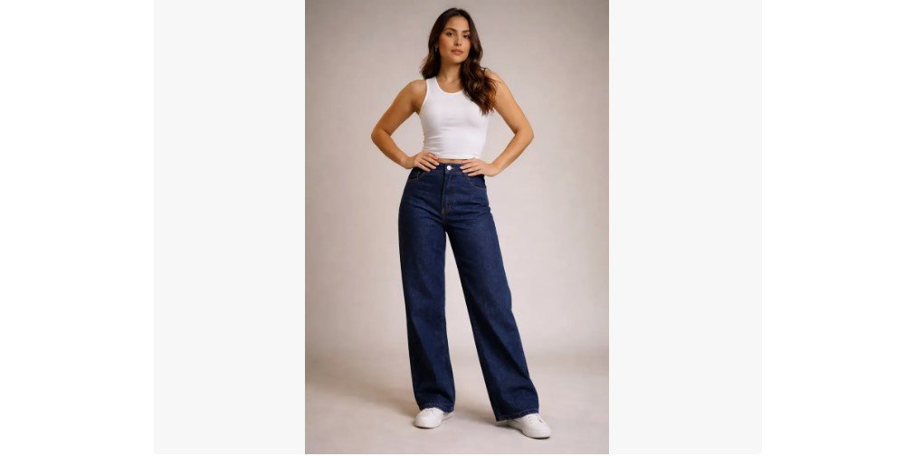 Print da calça wide leg feminina barata com desconto no Mercado Livre