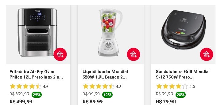 Exemplo de eletrônicos com cashback em oferta na Americanas