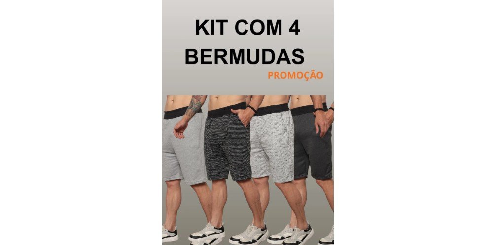 Kit bermuda masculina moletom em oferta no Mercado Livre