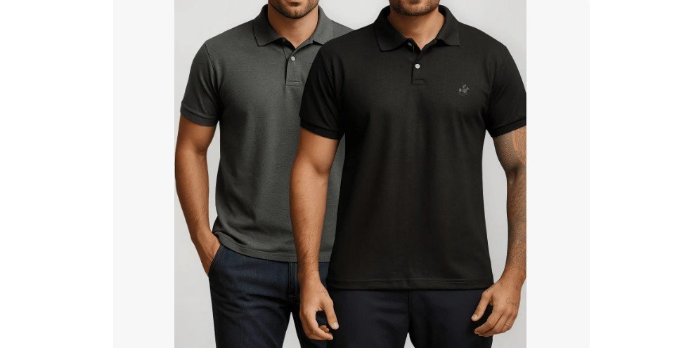 Kit camisa polo masculina com 2 peças e 32% de desconto