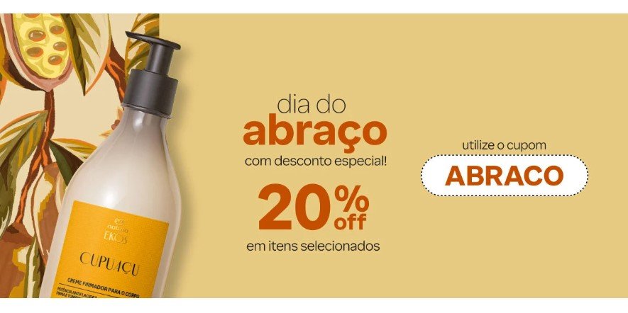 Campanha Natura com desconto hoje mostrando itens selecionados com cupom e cashback