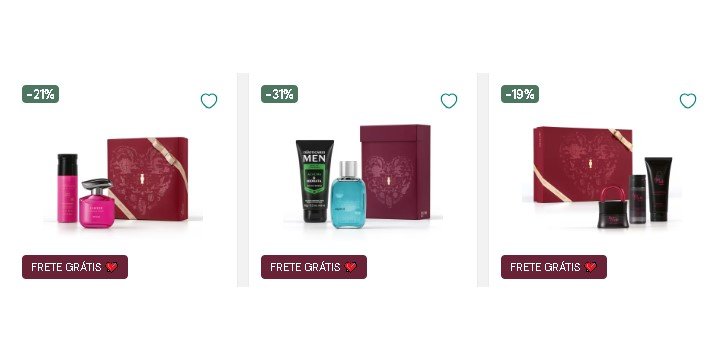 Print mostrando produtos da campanha de Dia dos Namorados do Boticário