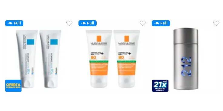 Print de produtos da Magalu com desconto e cashback
