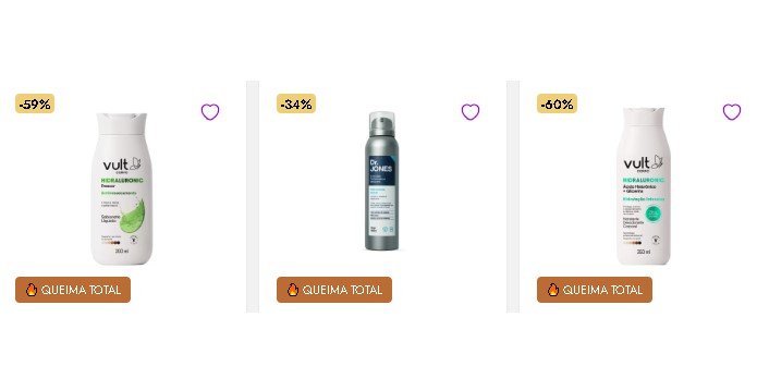 Produtos do outlet beleza na web com ofertas e descontos