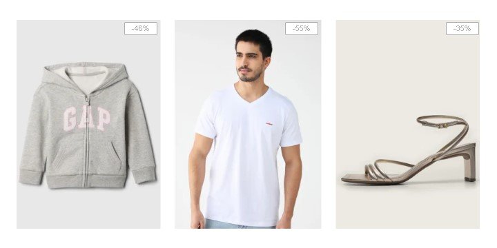 Print do outlet Dafiti com desconto mostrando produtos em oferta de até 70% OFF