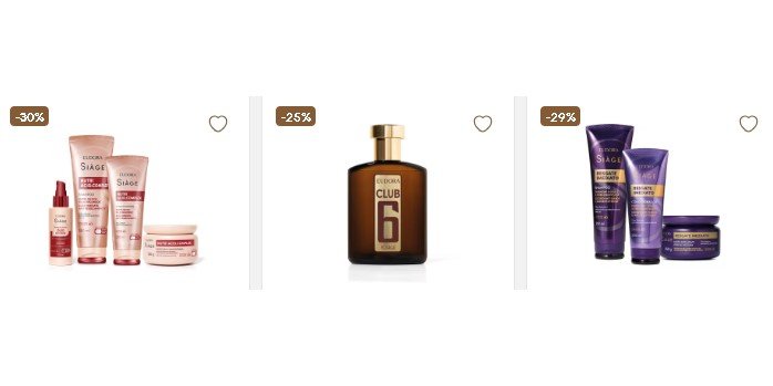 Produtos do outlet Eudora com cashback e descontos de até 60%