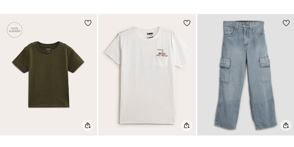 Print de roupas infantis com desconto na Riachuelo