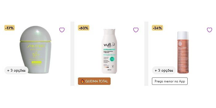 Exemplo de produtos de skincare original em promoção com desconto