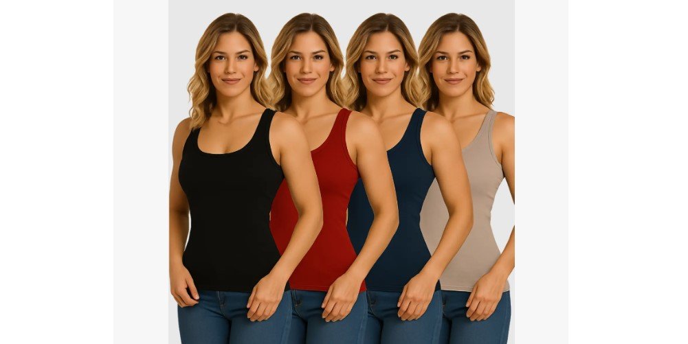 Kit blusa feminina alça larga com 4 peças em promoção