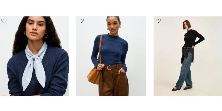 Exemplo de produtos da promoção de moda de inverno com desconto